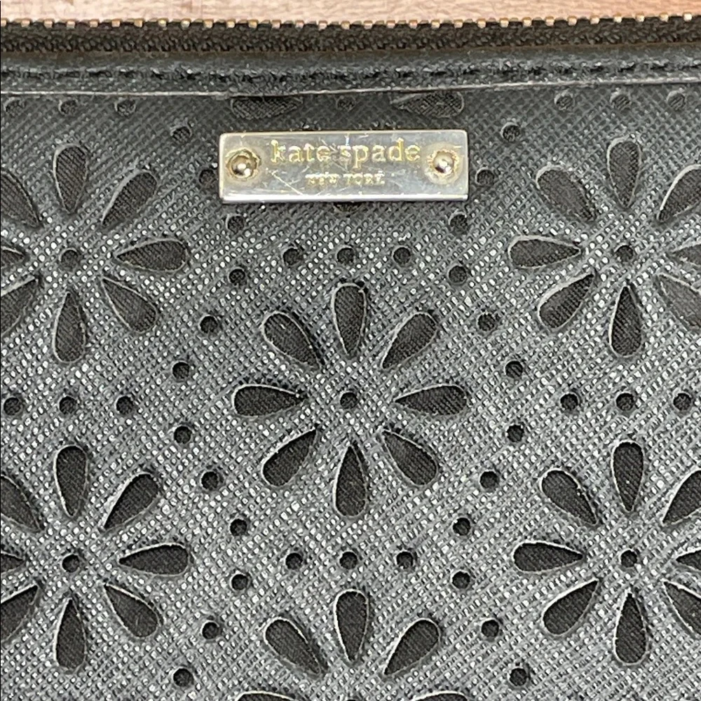KATE SPADE New York Cedar Street Perforated Lacey Wallet Black Leather